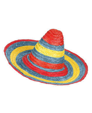  Mexikanischer Sombrero in Rot blau und Gelb für Erwachsene, fig. 1 