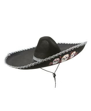  Sombrero noir Dia de Los Muertos finitions argentées adulte, fig. 1 