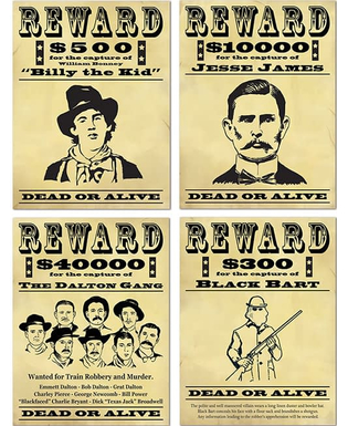  4 Affiches de récompense Bandits américains 48,3 cm, fig. 1 