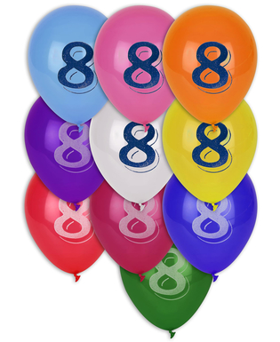  8 Ballons chiffre 8 multicolores 30 cm, fig. 1 