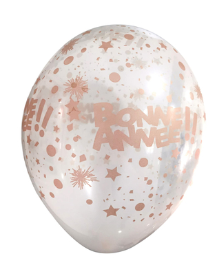  6 Ballons transparents bonne année rose gold 30 cm, fig. 1 