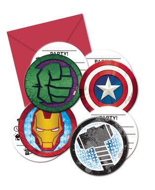  6 Invitations + enveloppes Avengers Mighty ™, fig. 1 