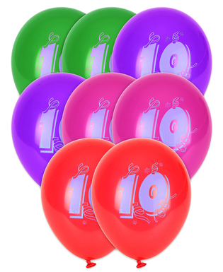  8 mehrfarbige Luftballons mit der Nummer 10, 30 cm, fig. 1 