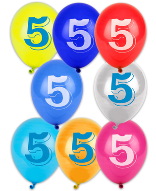  8 Ballons chiffre 5 multicolores 30 cm, fig. 1 