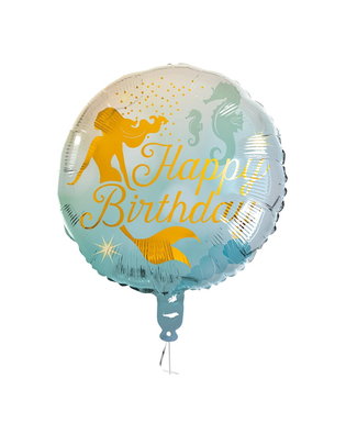  Meerjungfrau Happy Birthday-Folienballon Geburtstags-Geschenk blau-rosa-gold 45cm, fig. 1 