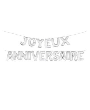  Ballons aluminiums lettres Joyeux Anniversaire argentés 36 cm, fig. 1 