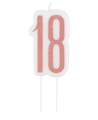  Bougie d'anniversaire sur pic 18 ans rose pailleté 7 cm, fig. 1 