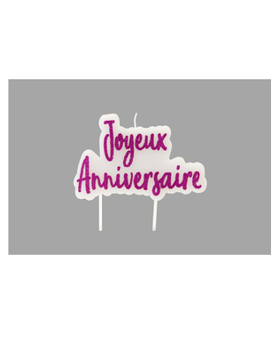  Bougie sur pique joyeux anniversaire fuschia pailletée 8 x 5 cm, fig. 1 