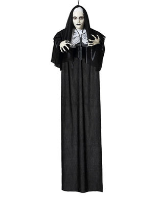  Schaurige Nonnen-Deko mit Leuchtfunktion Halloween schwarz-weiss 120 cm, fig. 1 