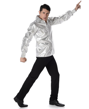  Chemise disco brillante argent homme, fig. 1 