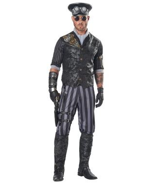  Steampunk-Captain Herrenkostüm schwarz-grau-goldfarben, fig. 1 