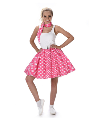  50er Jahre Kostüm für Damen pink-weiß gepunktet Rockabilly, fig. 1 