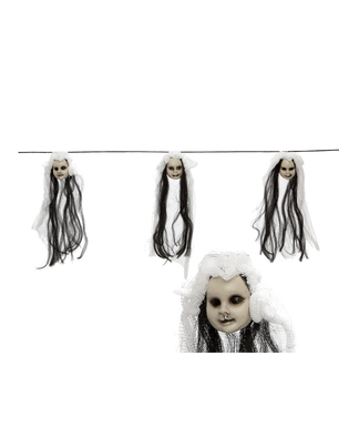  Girlande mit Puppenköpfen Halloween-Dekoration schwarz-weiss 153 cm, fig. 1 