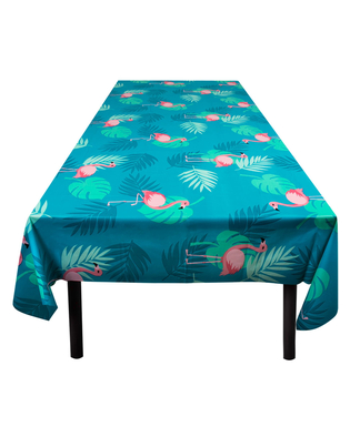  Tischdecke abwischbar Flamingo-Motiv Partydeko grün-pink 180 x 130 cm, fig. 1 