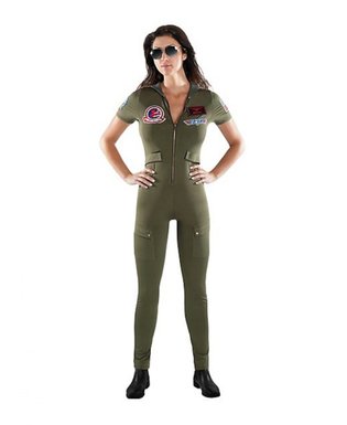  Top Gun™-Damenkostüm für Fasching Uniform grün, fig. 1 