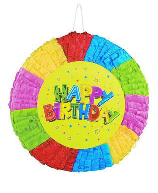  Piñata ronde multicolore Happy Birthday 40 cm, fig. 1 