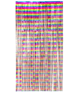  Schimmernder Türvorhang Regenbogen 70er-Jahre Deko bunt 200 x 100 cm, fig. 1 