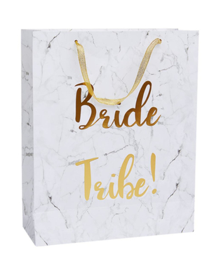  Geschenktasche für den Junggesellinenabschied Marmor Bride Tribe weiss-gold 32 x 25 cm, fig. 1 