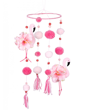  Suspension flamant rose avec pompons roses 60 x 16 cm, fig. 1 