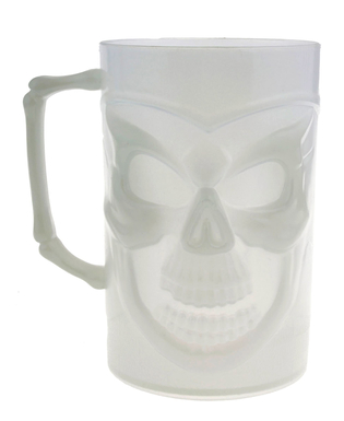  Henkelglas mit Totenkopf nachtleuchtendes-Partyzubehör weiss 13 cm, fig. 1 