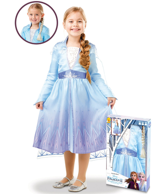  Elsa Frozen 2™-Kostüm für Mädchen und Zopfbox, fig. 1 