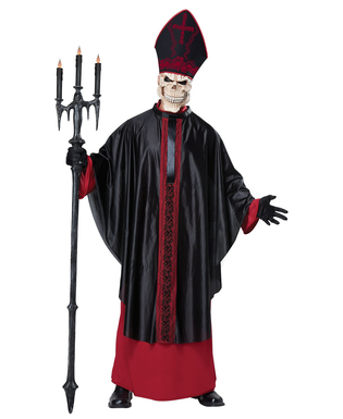  Besessener Horror-Papst Halloween-Kostüm für Herren schwarz-rot, fig. 1 