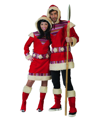  Eskimo-Verkleidung für Herren Inuit-Kostüm rot-weiss, fig. 1 