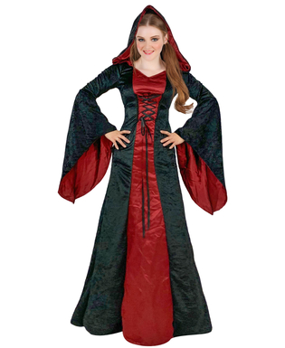  Elegantes Gothic-Damenkostüm für Halloween Vampirin schwarz-rot, fig. 1 