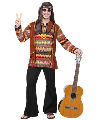  Hippie-Kostüm für Herren 60er-Jahre-Verkleidung braun-schwarz, fig. 1 