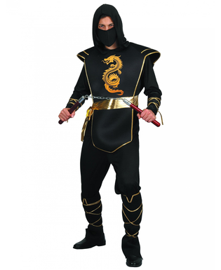  Gefährlicher Ninja-Krieger Herrenkostüm schwarz-gold, fig. 1 