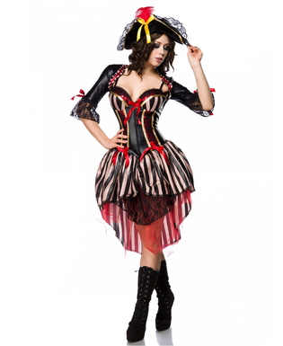  Déguisement pirate corset rouge sexy luxe femme, fig. 1 