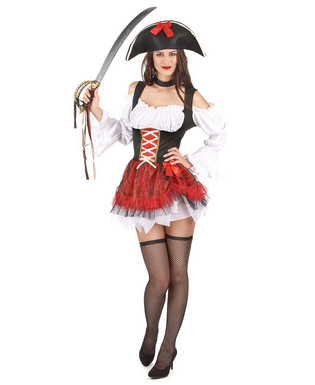  Déguisement pirate sexy blanc et rouge femme, fig. 1 