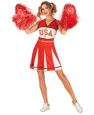  USA Cheerleader-Kostüm für Damen Sportler-Kostüm rot-weiss, fig. 1 