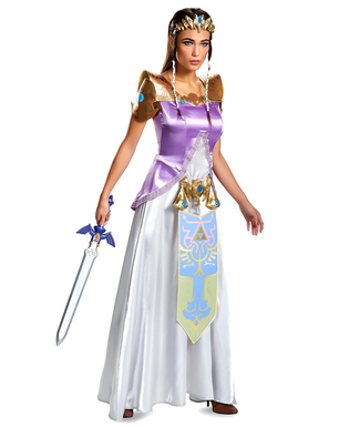  Hübsches Zelda™-Prinzessinnen-Kostüm für Fasching violett-weiss-gold, fig. 1 