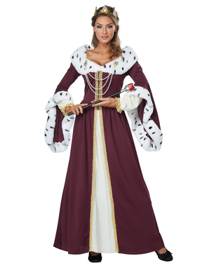  Königliches Damenkostüm für Karneval Märchen bordeaux-weiss-goldfarben, fig. 1 