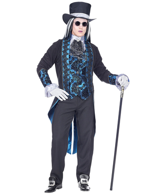  Vampir-Kostüm viktorianische-Verkleidung für Halloween blau-schwarz, fig. 1 