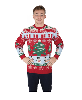  Festlicher Weihnachts-Pullover Weihnachtsbaum für Erwachsene rot-weiß-grün, fig. 1 