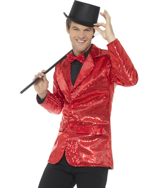  Veste disco rouge à sequins luxe homme, fig. 1 