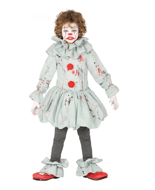  Horror-Clownkostüm für Jungen Halloween-Kostüm grau-rot, fig. 1 