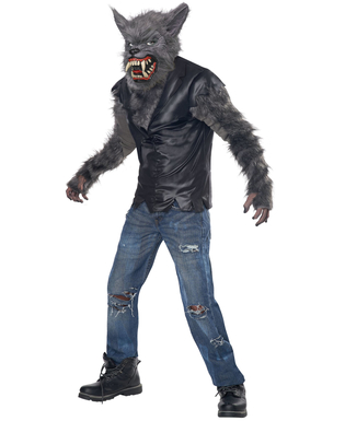  Werwolf-Kostüm für Kinder mit Maske Halloween grau-schwarz, fig. 1 