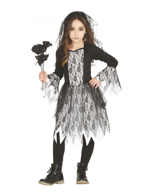  Düsteres Gothic-Brautkostüm für Mädchen Halloween schwarz-weiss, fig. 1 