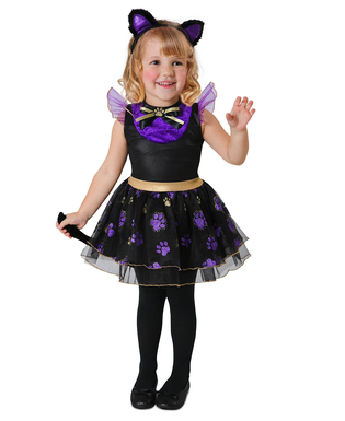  Süßes Halloween-Kätzchen Kinderkostüm für Mädchen schwarz-lila, fig. 1 