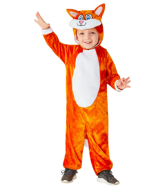  Lustiges Fuchs-Kostüm für Kinder Tier-Overall für Fasching orange-weiss, fig. 1 