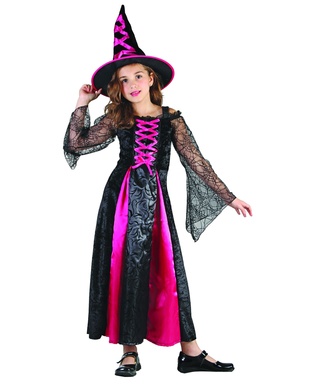  Hexen-Mädchenkostüm für Halloween schwarz-pink, fig. 1 