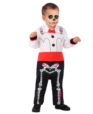  Dia de los Muertos-Kostüm für Kleinkinder Skelett-Overall bunt, fig. 1 