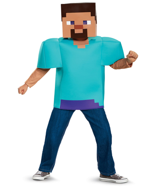  Steve Minecraft™-Kostüm für Kinder Videospielfigur türkis, fig. 1 