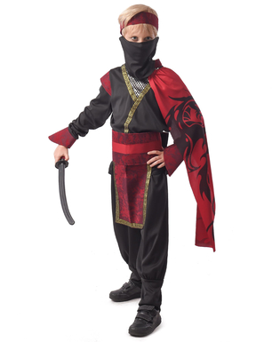  Ninja-Karnevalskostüm für Jungen rot-schwarz, fig. 1 