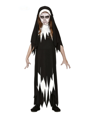  Zombie-Nonne Halloween-Mädchenkostüm schwarz-weiss, fig. 1 