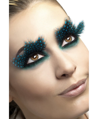  Faux cils plumes noires à pois bleus adulte, fig. 1 