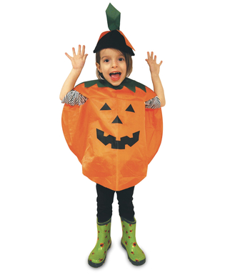  Niedlicher Kürbis-Poncho für Kinder Halloween-Verkleidung schwarz-orange-grün, fig. 1 